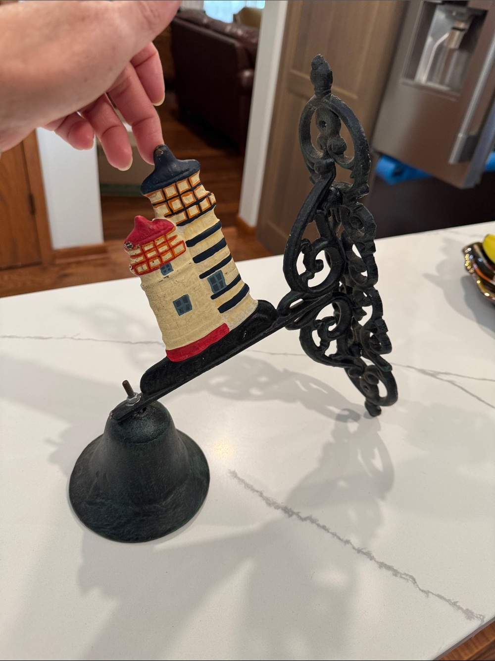 vintage cast iron wall-mounted lighthouse dinner bell